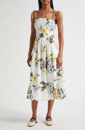 Stine Goya Floral Cutout Detail Midi Dress in Wild Flowers Embroidery at Nordstrom Rack, Size Small