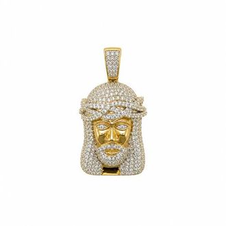 LuvMyJewelry Guiding Light 10K Gold 1.4 Ct Diamond Jesus Pendant in 10K Yellow Gold at Nordstrom