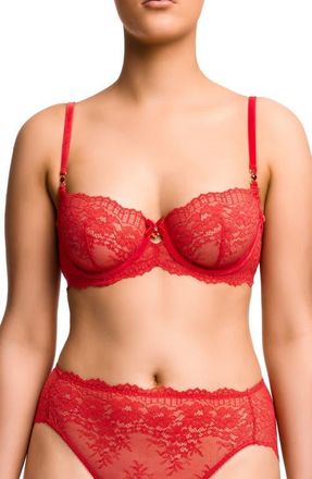 Dita Von Teese Floradora Underwire Balconette Bra in Flame at Nordstrom, Size 38C
