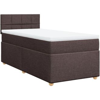 vidaXL Vidaxl - Cama Box Spring Con Colch&oacute;n Tela Marr&oacute;n Oscuro 90x190 Cm