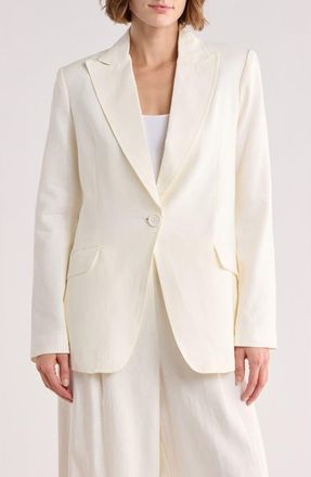 Max Studio Linen Blend Blazer in Off White at Nordstrom Rack, Size X-Small