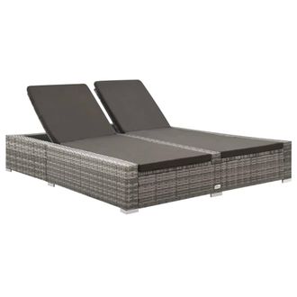 vidaXL Tumbona Doble De Rat&aacute;n Sint&eacute;tico Gris Vidaxl