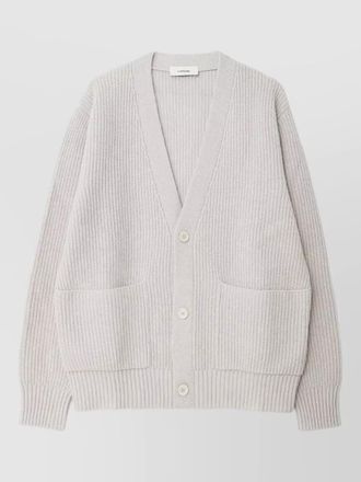 Lardini wool cashmere ribbed v-neck cardigan