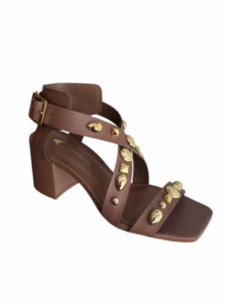 Carrano Womens Studded Ankle Strap Heel Sandal In Brown