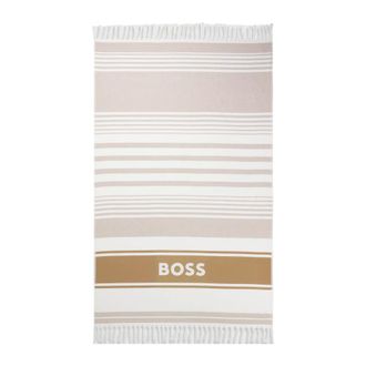 HUGO BOSS Home, Heren, Veelkleurig, ONE Size, Katoen, Fringed Logo Beach Towel