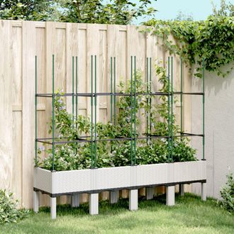 vidaXL Jardinera Con Enrejado Pp Blanco 160x40x142,5 Cm Vidaxl