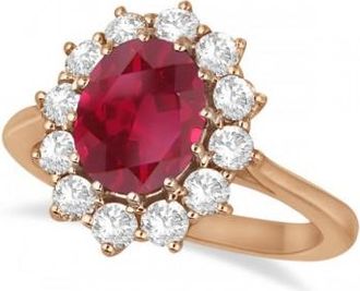 Allurez Oval Ruby & Diamond Accented Ring 18k Rose Gold (3.60ctw)