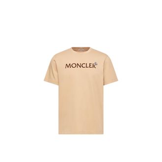 Moncler Moncler Flocked Logo Cotton T-shirt, Men, Beige, Size: Xxl