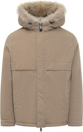 Yves Salomon Beige Solid Hood Jacket