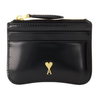 Ami Wallets & Cardholders, unisex, Black, Size: ONE SIZE Square Leather Card Holder