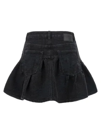 Ganni Lurex Denim Skirt - Black