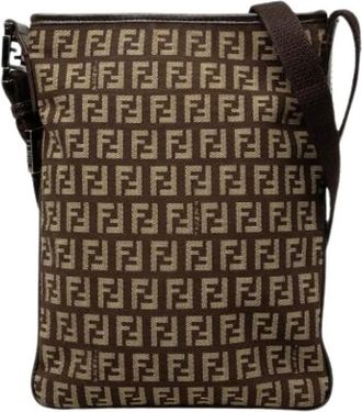 Fendi Pre-owned Canvas Crossbody Bag - Dames - Vintage Schoudertas - Bruin - ONE Size - Leer - Vintage