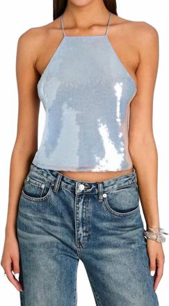 Retrof&ecirc;te Norma Sequin Top In Pastel Blue