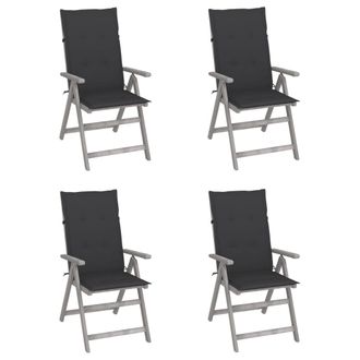 vidaXL Vidaxl - Sillas Reclinables Jard&iacute;n Y Cojines 4 Uds Madera Maciza Acacia
