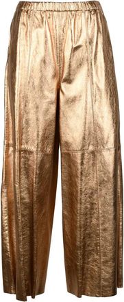 Alysi Wide-Leg Leather Trousers - Bronze