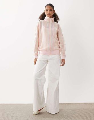 adidas Originals Firebird - Top sportivo in maglia rosa sabbia