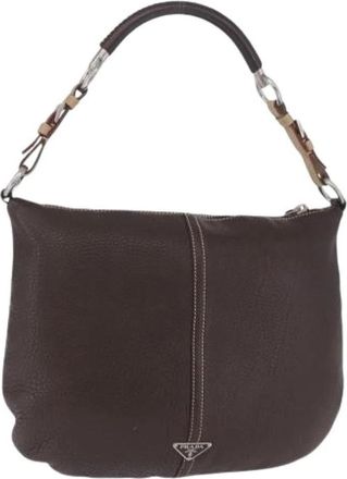Prada Pre-owned Vintage Schoudertas - Dames - Vintage Schoudertas - Bruin - ONE Size - Leer - Vintage