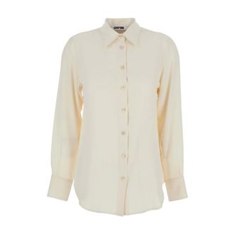 Mauro Grifoni Overhemden, Dames, Wit, L, Katoen, Klassiek Overhemd met Kraag