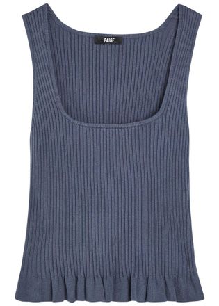 Paige Bronwyn Ribbed Cotton-blend Tank - Navy - S (UK8-10 / S)