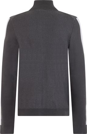 HUGO BOSS Mens Zip-Up High Neck Cotton Sweatshirt Dark Grey Top