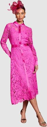 Coast Lace Shirt Long Sleeve Dress in Magenta at Nordstrom, Size 12