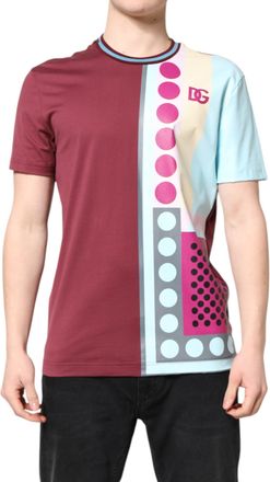 Dolce & Gabbana Mens Multicolor Printed Logo Short Sleeve T-Shirt Cotton