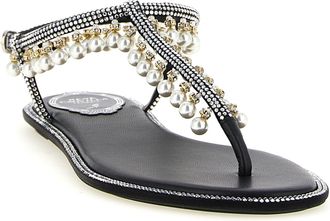 Rene Caovilla Womens Bicolor Viscose Flat Sandals
