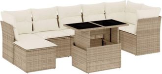 vidaXL Vidaxl - Set De Sof&aacute;s De Jard&iacute;n Y Cojines 8 Piezas Rat&aacute;n Sint&eacute;tico Beige