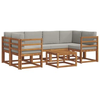 vidaXL Conjunto De Sof&aacute;s De Exterior 7 Pcs Gris Natural Y Claro Vidaxl
