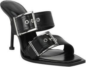 Alexander McQueen Punk Double Buckle Sandal in Black Silver at Nordstrom Rack, Size 8.5Us / 38.5Eu