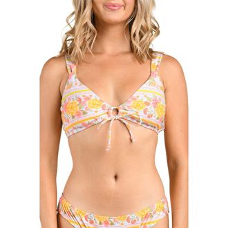 Citrus Good Day Tie Front Bikini Top in White Multi at Nordstrom, Size X-Small