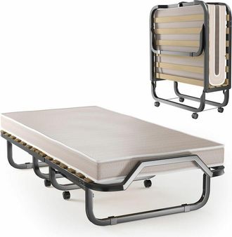 Costway Folding Bed Rollaway Bed Portable Metal Guest Bed With 10cm Memory Foam Mattress