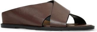 Aquatalia Potenza Waterproof Leather Slide Sandal in Ash Brown Leather at Nordstrom, Size 10.5