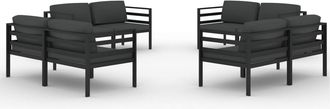 vidaXL Set Muebles De Jard&iacute;n 8 Pzas Y Cojines Aluminio Gris Antracita Vidaxl