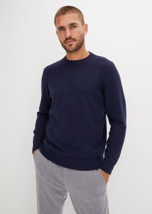 Bonprix Strickpullover BONPRIX, Herren, Gr. 60/62 (XXL), blau (dunkelblau), Obermaterial: 70% Baumwolle, 30% Polyamid, regular fit, Pullover Strickpullover, a