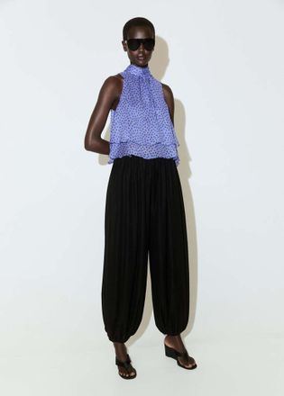 Mango Blusa pois volant blu - Donna - XL - MANGO