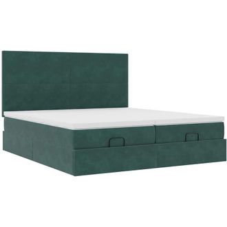 vidaXL Vidaxl - Estructura De Cama Otomana Colchones Terciopelo Verde Oscuro