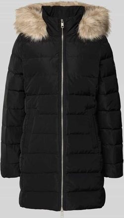 Tommy Hilfiger Slim Fit Daunenmantel mit abnehmbarem Kunstpelzbesatz in BLACK, Größe XL