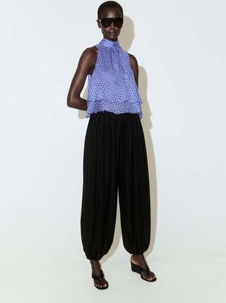Mango Blusa pois collo drappeggiato blu - Donna - XS - MANGO