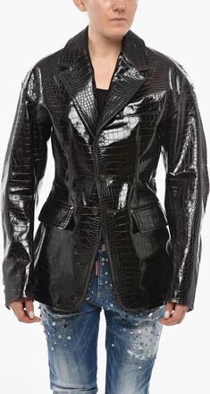 Dsquared2 Giubbotto in Pelle Effetto Coccodrillo Dsquared2