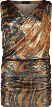Alberta Ferretti Kleedjes, Dames, Veelkleurig, M, Polyester, Golden Reflections Mini Jurk