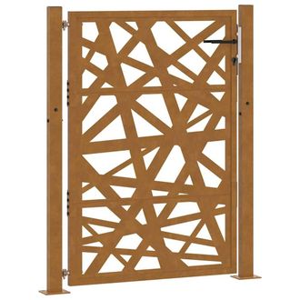 Berkfield Home Garden Gate 105x130 cm Weathering Steel Leaf Design in Brown
