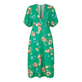 Yumi Wikkeljurk met kimonomouwen en bloemenpatroon voor dames (Groen)