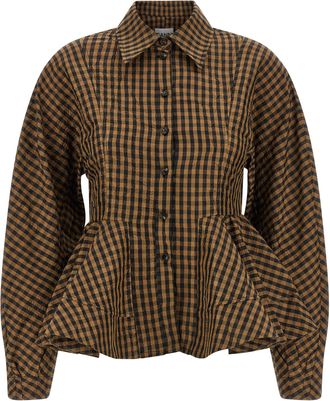 Ganni Brown Recycled Polyester Womens Blouse