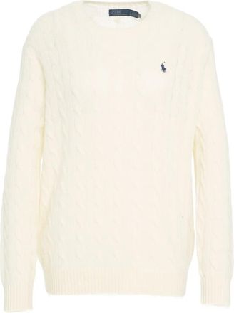 Polo Ralph Lauren Cable-Knit Crewneck Sweater - Dames - Ronde hals truien - Wit - L - Wol - Truien & Vesten