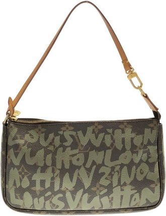 Louis Vuitton Khaki Marron Coated Canvas Pochette Pouch (Pre-Owned)