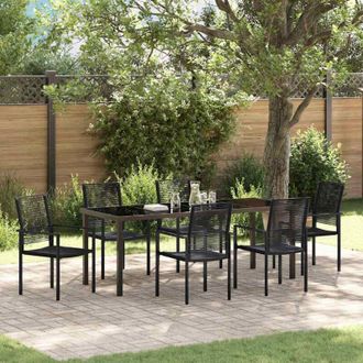 vidaXL Conjunto De Comedor De Jard&iacute;n 7 Pcs Negro Vidaxl