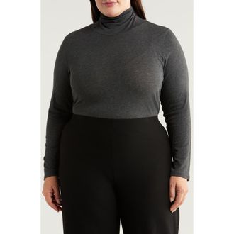 Eileen Fisher Long Sleeve Turtleneck Top in Charcoal at Nordstrom Rack, Size 1X