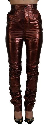 Dolce & Gabbana Metallic Bronze High Waist Skinny Womens Jeans - Size Small