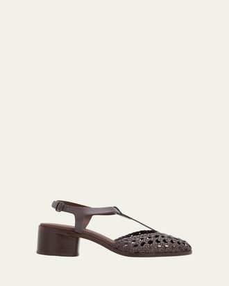 Hereu Gabia Woven Leather Block-Heel Sandals